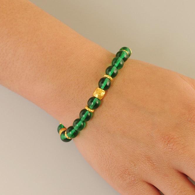 Pulsera Cristal Checo Verde 8mm - Blumart