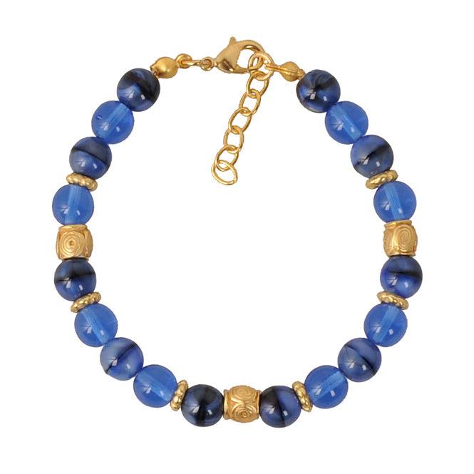 Pulsera Cristal Checo Azul 8mm - Blumart