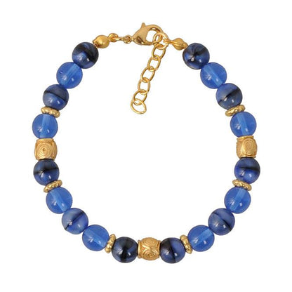 Pulsera Cristal Checo Azul 8mm - Blumart