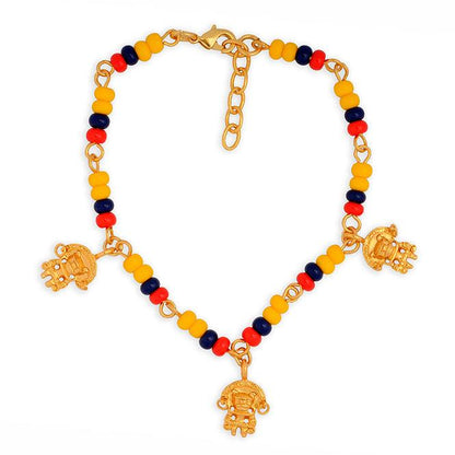 Pulsera Colombia en Chaquira Checa y 3 Dijes Pequeño Zoomorfo con Aretes Tairona - Blumart