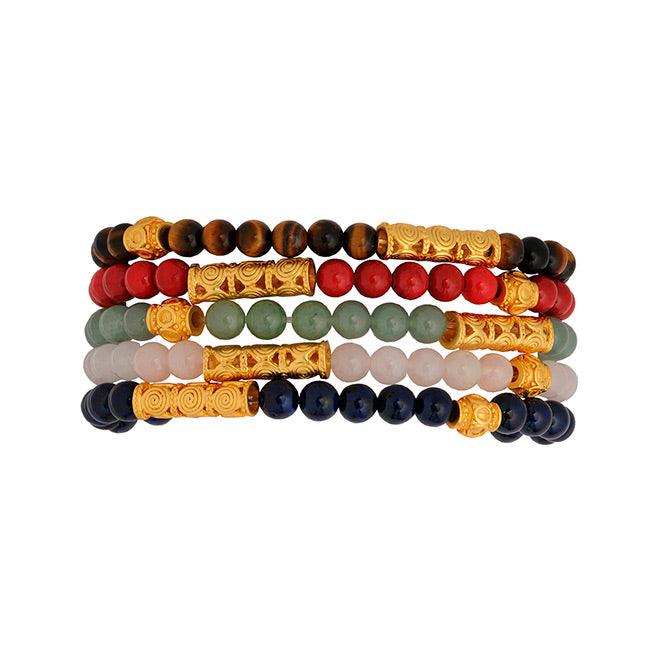 Semanario x 5 Pulseras Semipreciosas 6mm - Blumart