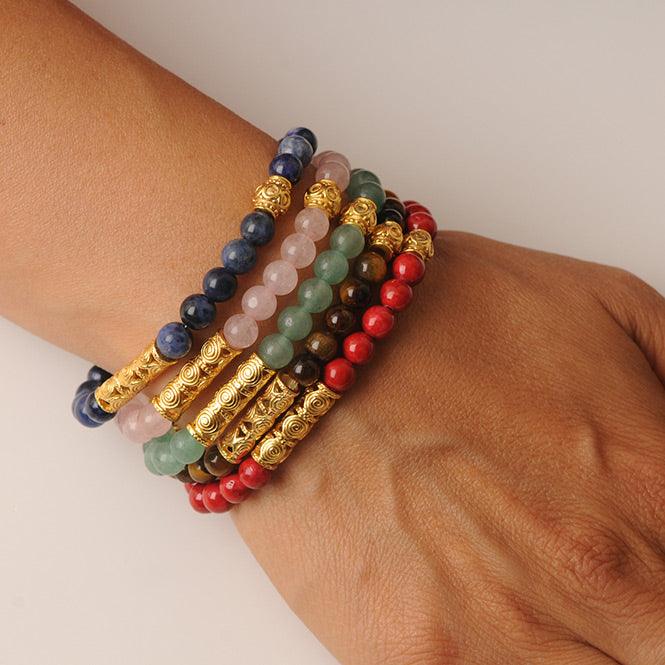Semanario x 5 Pulseras Semipreciosas 6mm - Blumart
