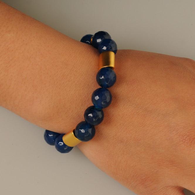Pulsera Pidera Semipreciosa Ágata Azul 12mm - Blumart