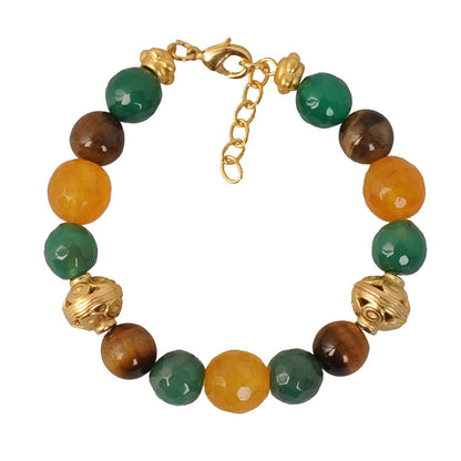 Pulsera Semipreciosa Ágatas Amarilla y Verde, Ojo de Tigre - Blumart