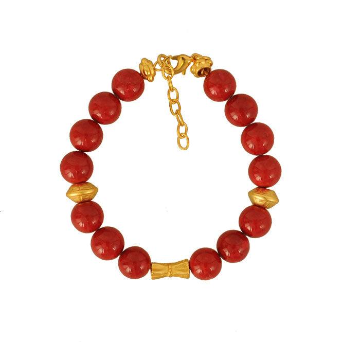 Pulsera semipreciosa fossil rojo - Blumart