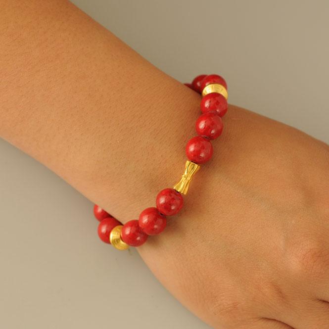 Pulsera semipreciosa fossil rojo - Blumart